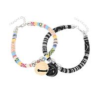 Mikikit 2 pièces Colliers Ethniques avec Clochettes Résistantes pour Chat et Petit Chien Accessoires Décoratifs Réglables Lot de Noir et Blanc