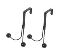 Mikikit 2 pièces Crochet Porte Arrière Double Tête Sans Perçage Crochet Multifonctionnel Noir pour Manteaux Chapeaux Serviettes Rangement Pratique Maison Lot