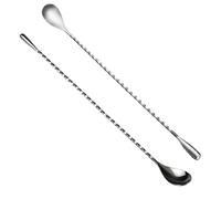 Mikikit 2 pièces Cuillère à Cocktail Inoxydable Set de Cuillères Bar à Long Manche Agitateur Réutilisable pour Jus et Boissons Design Spirale Antidérapant Résistante et Facile à Nettoyer