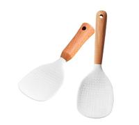 Mikikit 2 pièces Cuillères à Riz Silicone avec Manche Antidérapant Spatules Résistantes Chaleur pour Cuisine Service Multifonction pour Riz et Salade