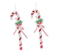 Mikikit 2 Pièces Décorations Cannes de Noël Suspensions Plastique Torsadé avec Père Noël Ornements pour Sapin Fenêtres et Portes Fournitures Festives Polyvalentes