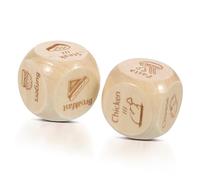 Mikikit 2 pièces Dés Décision Repas Bois avec Motifs Aliments Variés Jeu Rapide pour Choix Dîner Famille Pocket Food Dice