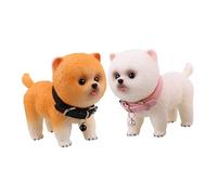 Mikikit 2 Pièces Figurines Chiens Vinyle Lifelike Pomeranian Puppy Toy Doux et pour Garçon Fille Décoration Maison Collection