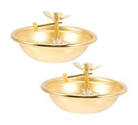 Mikikit 2 Pièces Lampe à Huile Alliage Réglable pour Cérémonies Lot de Lampes à Ghee Rétro pour Temple Relaxation et Décoration Intérieure