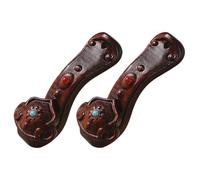 Mikikit 2 Pièces Lot de Pendentifs Porte-clés Ruyi de Santal Charme DIY Sculpté Main Accessoires Décoratifs Suspendus Bijoux Vintage pour Collier et Clé