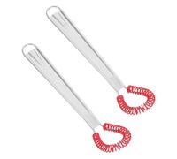 Mikikit 2 Pièces Main Acier Inoxydable Tête Silicone Rouge Manuel pour Mélanger Battre et Émulsionner Outil de Cuisine Non Collant Ergonomique et Facile à Nettoyer