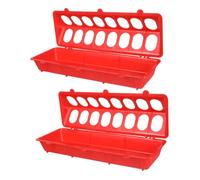 Mikikit 2 pièces Mangeoire pour Pigeons Plastique Rouge et Facile à Installer Trough Dalimentation Antipoussière pour Cage Doiseaux Petits Volatiles Lot