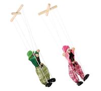 Mikikit 2 pièces Marionnettes Bois Lot de Marionnettes à Fil pour Spectacles de Éducatif Bois pour Garçon Fille et Adultes Développement Créativité Imagination