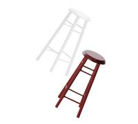 Mikikit 2 Pièces Miniature Dollhouse Wooden Bar Stools Set Round High Stool for DIY Doll House Kitchen Living Scene Natural Wood Mini Furniture Accessories