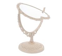 Mikikit 2 Pièces Miroir cosmétique Double Miroir pour en Forme de Coeur Maquillage de Bureau de Bureau Coeur Un Verre Beige