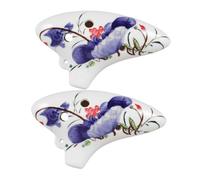 Mikikit 2 Pièces Ocarina Alto C Céramique Bleue et Blanche Design Long Embouchure pour Débutants Instrument Compact et Pratique et Traditionnelle