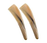 Mikikit 2 pièces Peigne de Poche Corne de Bœuf Peigne Antistatique à Dents Fines pour Cheveux Bouclés Massage Chevelu Design Incurvé Épais Outil de Coiffage Polyvalent de Voyage