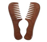 Mikikit 2 Pièces Peigne large en bois de santal en soie dorée peigne à cheveux ancien avec manche Café