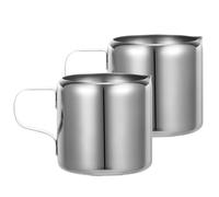 Mikikit 2 pièces Pichet à Lait Inox Lot avec Bec Unique et Prise Main Confortable pour Mousse de Café Sauce et Crème pour Cappuccino Barbecues et Repas à