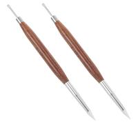 Mikikit 2 Pièces Stylo Sculpture Ongles Double Tête Pinceaux Silicone et Manche Santal Confortable pour Dessin Gravure et Embossage Vernis Gel Outils Réutilisables Salon et Usage