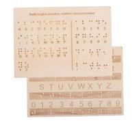 Mikikit 2 Pièces Tableau Alphabet Braille Bois Outil Pédagogique pour Malvoyants et Aveugles Support Dapprentissage avec Points Relief pour Développement Lecture Braille