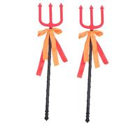 Mikikit 2 Pièces Trident Démon Plastique Réaliste Accessoire de Costume Halloween pour Cosplay Fête à Thème Carnaval