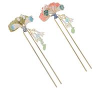 Mikikit 2 Pièces U Shaped Chinese Hair Chopsticks With Enamel Floral Tassels For Women And Secure Hold Traditional Hanfu Accessories In And