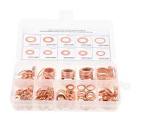 Mikikit 200 pièces Lot de Rondelles Cuivre Plates pour Joint Étanchéité Assortiment et Résistant à Usure pour Bouchons Huile Raccords Hydrauliques et Carburant avec Boîte de Rangement