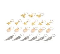 Mikikit 21 pièces Bijoux Capillaires Charms pour Tresses et Décorations Accessoires de Coiffure Coquillages Petites Petits Éléphants et Argentées