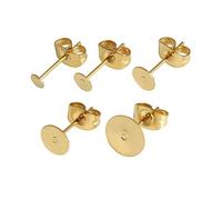 Mikikit 25Paire Boucles Oreilles Acier Inoxydable Doré Accessoires pour Bijoux Coussins Plats et Bouchons de Sécurité Idéals pour Créations DIY et Remplacement de Bijoux
