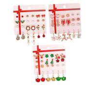 Mikikit 27paires Boucles Oreilles de Noël Flocons de Décoratifs Bijoux de Fête Adaptés pour Filles et Femmes Style Aléatoire