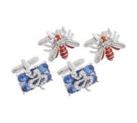 Mikikit 2paires Lot Boutons De Manchette Serpent Et Clous De Smoking Métal pour Hommes Bijoux Et Accessoire De Costume