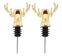 Mikikit 2pcs Bouchon de Bouteille de Vin Créatif Tête de Cerf en Alliage de Zinc Verseur Sûr pour Huile D'olive et Vinaigre, Accessoires Vin, pour Fête et Usage à Domicile