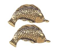 Mikikit 2pcs Pendentifs en Laiton Forme Poisson Vintage pour Fabrication de Bijoux, Porte-clés Résistant à L'usure, Présent pour Création et Usage Polyvalent
