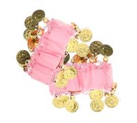 Mikikit 2pièces Bracelets De Danse Orientale Chiffon Rose Bracelets Mode Poignet Cheville Pour Performances Et Tenues De Fête