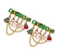 Mikikit 2pièces Broche de Noël Clochette Festive Lot pour Pull Sapin Broche Décorative Élégante Charme Tenue Fêtes