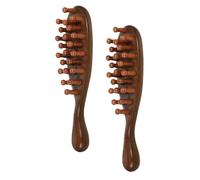 Mikikit 2pièces Peigne Massage pour Cheveux et Chevelu Brosse Exfoliante Antipelliculaire Lot de Bois Démêlant Portable pour Femmes Usage Maison et Voyage