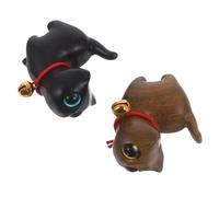 Mikikit 2pièces Statue De Chat Bois Sculpté Figurine De Chat Réalisiste Sculpture De Chaton Décoratif Statuette