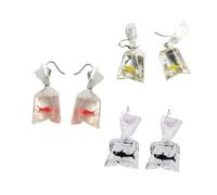 Mikikit 3 Paires Boucles Oreilles Femme Fantaisie Pendentifs Requins Transparente Originales Couleurs Aléatoires Accessoires pour Fêtes et Quotidien Couleur Aléatoire