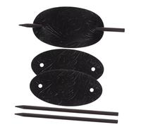 Mikikit 3 pièces Barrette à Cheveux Cuir avec Bâton Noir Accessoire Coiffure Léger pour Femme Épingle Élégante pour Chignon et Queue de Cheval Lot