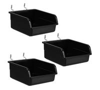 Mikikit 3 Pièces Boîte de Rangement à Plaque de Trou Panier du Planche Organisateur Mural de Bureau en Panneau perforé Accessoires de Panneau perforé bacs à Panneaux perforés Le Fer Noir