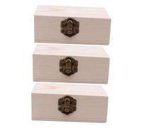 Mikikit 3 pièces Boîte de Rangement Bois Massif Brut Coffre à Trésor Miniature avec Fermeture Coffret Bijou Classique pour DIY Décor Maison et Cadeaux