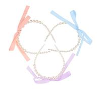 Mikikit 3 Pièces Bow Ribbon Headbands For Women And Lightweight Hair Hoops With Pearl Decoration Stylish And Comfortable All-day Accessory