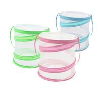 Mikikit 3 pièces Cage Délevage Cylindrique pour et Insectes Visible et Colorée Habitat Spacieux pour Observation et Apprentissage des Vert Rose Bleu