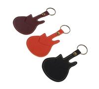 Mikikit 3 Pièces Étui Porte Médiators Guitare PU avec Porte Clés Multifonction Protection Rayures Compact et pour et Électrique Noir Marron Orange