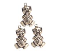 Mikikit 3 pièces Lot de Pendentifs Laiton Forme Cochon Ornement Suspendu Décoratif Vintage pour Clés et Décoration Intérieure Cadeau Fête des Pères Original