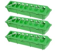 Mikikit 3 Pièces Mangeoire pour Poussins à Couvercle Rabattable, Plastique, 16 Trous, Vert Clair, Système D’Alimentation par Gravité, Anti-gaspillage, pour Poules et Volailles, Fermes