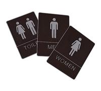 Mikikit 3 pièces Plaque de Toilette Mixte Acrylique pour Hommes et Femmes Panneau Indicateur de Toilettes pour Hôtels Centres Commerciaux Signalétique Claire avec Texte et Pictogrammes
