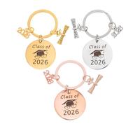 Mikikit 3 Pièces Porte-clés Design Unique Class Of 2026 Diplômé en Acier Inoxydable Porte-clés Décoratif pour Organiser , pour Célébrations de Remise de Diplôme