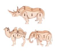 Mikikit 3 pièces Puzzle Bois Animaux Kit de Modèles DIY Éducatif pour Puzzle Manuel Bois Précis Créatif pour Développer la Motricité