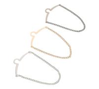 Mikikit 3 Pièces Tie Chain Clips For Men Necktie Collar Pins Antislip Suit Accessory For Business Wedding Formal Events