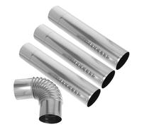 Mikikit 3 pièces Tube de Fumée Inox Droit avec Coude Adaptateur pour Conduit Évacuation Gaz et Facile à Installer Résistant Corrosion pour Chauffe-eau et Cheminée