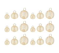 Mikikit 30 Pièces Pendentifs Spirale Cage en Alliage Or Extensibles et Faciles à Reprendre Leur Forme pour Bracelets D'aromathérapie et Fabrication de Bijoux DIY