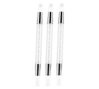 Mikikit 3pcs Pinceaux en Silicone à Double Tête pour Nail Art, Outil de Manucure pour Dessiner Motifs et Fleurs sur Ongles, pour Décoration Ongles