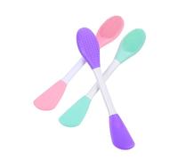 Mikikit 3Pièces Brosse de Nettoyage Visage Silicone de Double Tête Outil Pratique pour Nettoyage Peau Minuit Vert Rose